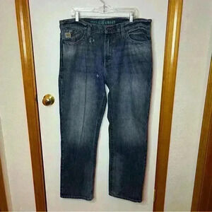 Cinch Grant Straight Leg Denim Jeans Men 38x32 Blue Distressed Relaxed Cowboy‎